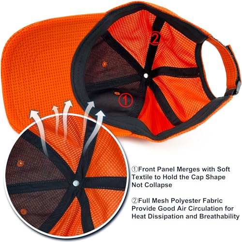 Long Brim Golf/Running Hat Full Mesh Baseball Cap Breathable - color: Blaze-orange, size: X-Large-XX-Large
