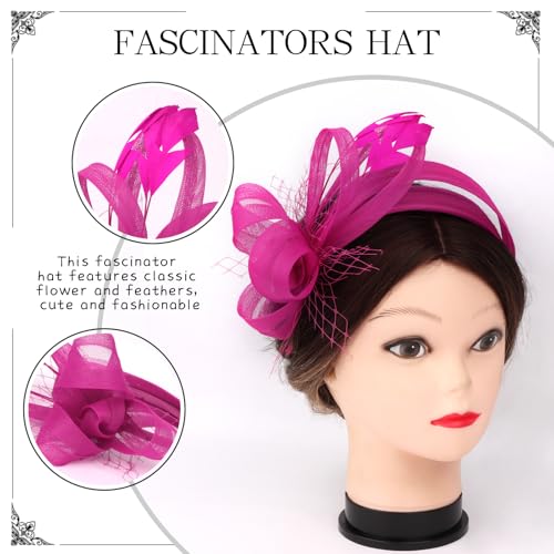 Fascinators Hats for Women, Fascinator Headband Tea Party Hat - color: Hot Pink
