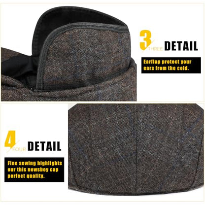 Sumolux Mens Newsboy Cap Winter Beret Hat Cabbie Flat Cap - color: B Coffee