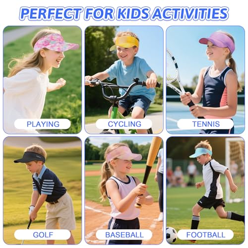 Kids Sun Visor Hats for Girls Boys, Packable Cooling Stretchy Visor - color: Yellow