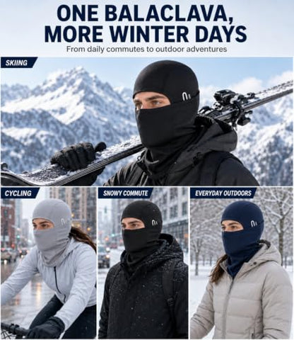 Balaclava Ski Mask, Warm Fleece Face Cover for Winter Cycling - color: Black
