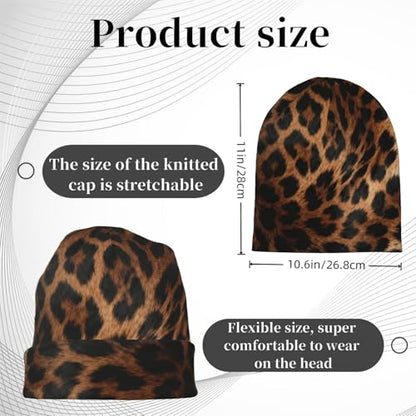 Unisex Stretch Knit Beanie Hat - color: Wavy Leopard Print