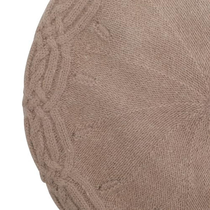 ZLYC Women French Beret Hat Reversible Solid Color Knit Warm Artist Cap - color: Cable Knit Light Coffee