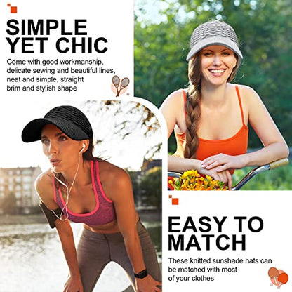 Syhood 3 Pcs Women Sun Visor Hat - color: Black, White, Gray