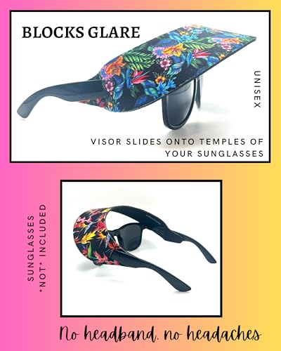 Visor ATTACHES to Sunglasses, EVA Foam, Unisex - color: Bird-of-paradise / Tropical Floral / Black Set