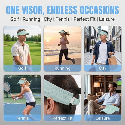 Sun Visors for Women Men Adjustable Folding Cap Running Golf Tennis - color: Blue