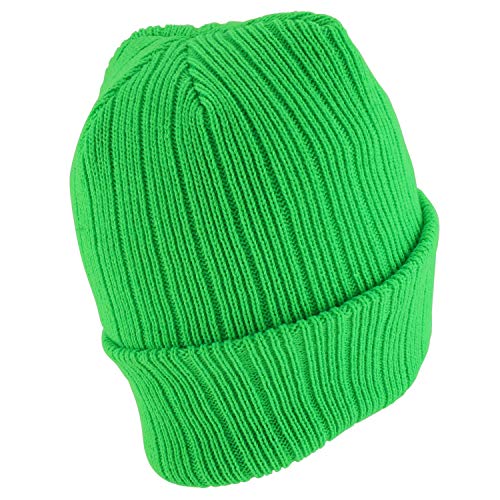 Armycrew 3M Thinsulate Insulation Fleece Lined Long Cuff Ribbed Beanie - color: Neon Green