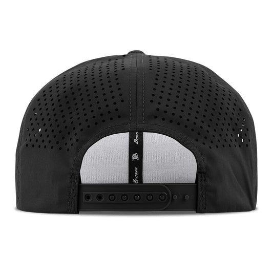 Branded Bills BB Golf Cutout PVC Flat Performance Golf Hat for Men - color: Black