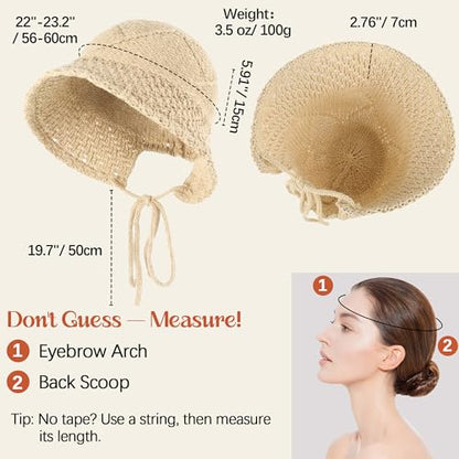 Ababalaya Women’s Lightweight Cotton Crochet Bucket Hat - color: Apricot