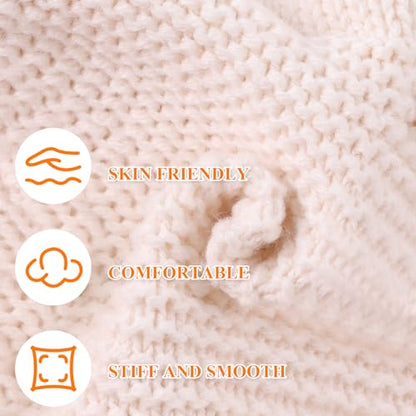JANGANNSA Basic Winter Baby Boy Beanie Pompom Knit Girl Hat Kid Earflap Cap - color: Beige Hat, size: 0-6 Months