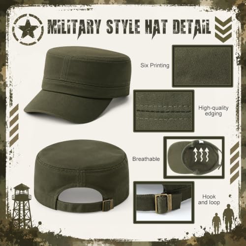 Eurzom 6 Pcs Cadet Cap Military Hat for Men Women Adjustable - color: Army Green