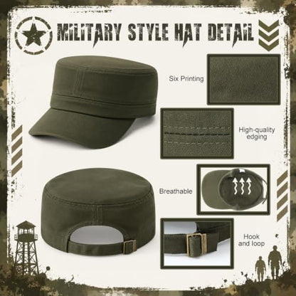 Eurzom 6 Pcs Cadet Cap Military Hat for Men Women Adjustable - color: Army Green