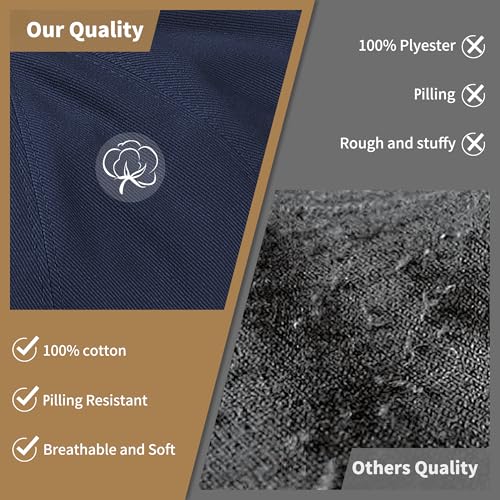 KUJUHA Newsboy Cap for Men Flat Cap 100% Cotton Irish Gatsby Ivy Golf Cabbie Hat Driving Hat - color: Navy, size: Medium
