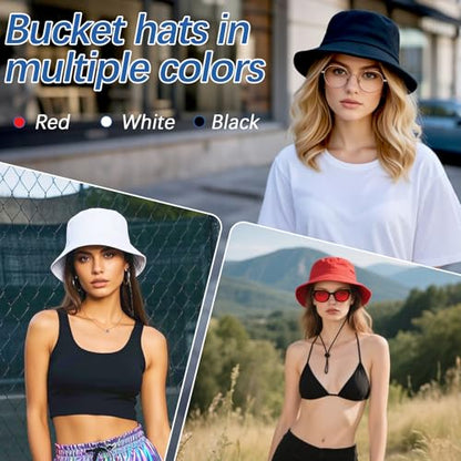 Bucket Hats Bulk Solid Color DIY Blank Hat Bucket Hats for Men, Women and Adults - color: 8pcs Red Bucket Hat