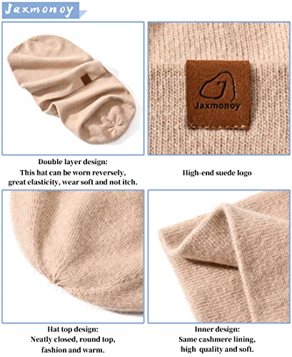 jaxmonoy Slouchy Knit Beanies Winter Hats for Women Men Soft Warm Reversible Slouch Cuffed Skull Knitted Beanie Cap - color: Khaki