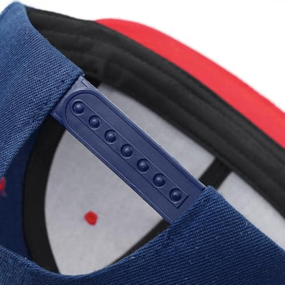 Snapback Hat Flat Bill Visor Hats Adjustable Hip Hop Baseball Cap for Women Men - color: Navy Red