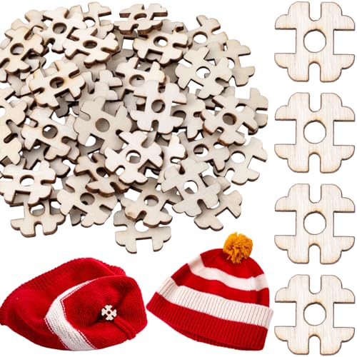 50pcs Wooden Hat Pom Poms Buttons, 20mm Removable Knitted Hat Button, Faux Fur Fastener Sewing Accessories for Crochet Knitting Beanies- Light Brown(B) - color: Light Brown-D-50pcs