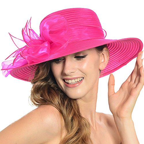 Women's Organza Kentucky Church Derby Dress Tea Party Wedding Hat (Rose1)