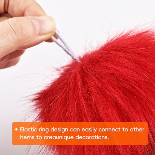 24 Pcs 2.8 Inch Faux Fur Pom Poms for Hats with Elastic Loop - color: Red-24PCS