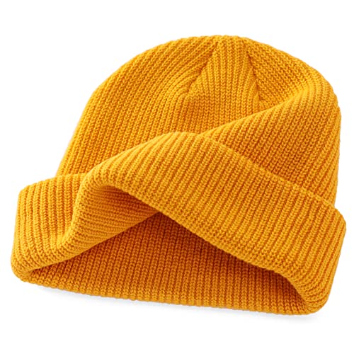 Connectyle 2 Pack Classic Cuffed Beanie Hat for Men & Women Warm Winter Knit Hat Thick Beanies Skull Cap Acrylic Watch Cap - color: Black+golden