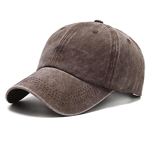 NPJY Baseball Cap Golf Dad Hat Adjustable Original Classic Low Profile Hat - color: Brown(washed)