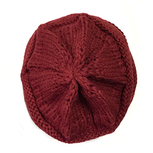 allydrew Winter Thick Knit Beanie Slouchy Beanie for Men & Women - color: Burgundy