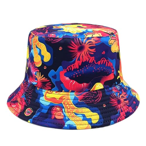 Printed Bucket Hat - Reversible Packable Summer Travel Beach Sun Cap for Men Women Teens - color: Colorful Abstract