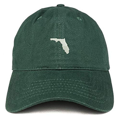Trendy Apparel Shop Florida State Map Embroidered Soft Crown 100% Brushed Cotton Cap - color: Hunter
