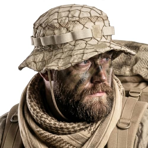CQR Men's Tactical Boonie Hat, Breathable Packable Sun Hat for Hunting, Hiking, Fishing, Shooting, and Outdoor Activities - color: Recon Alamo Khaki, size: Large-X-Large