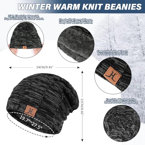 FZ FANTASTIC ZONE Men's Winter Beanie Hats Neck Warmer Warm Infinity Scarf - color: Black