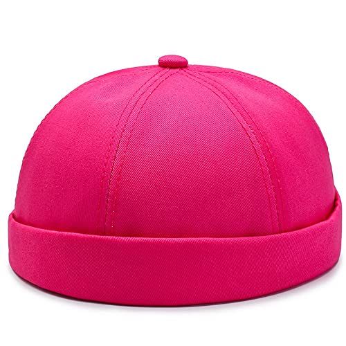 Gogobear Mens Brimless Docker Beanie Adjustable Rolled Cuff Sailor Cap - color: Rose