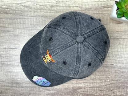 Adjustable Embroidery Animal Baseball Hat for Kid Toddler Child - color: Standing Giraffe (Washed Black)