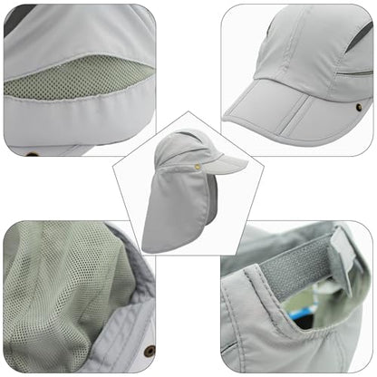 Hat with Neck Protection Detachable Multi-Purpose Summer Sun Hat Sun Protection Breathable Quick Dry UV Protection - color: Beige, size: Large