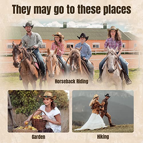 Simplicity New Western Style Classic Cowboy Straw Hat - color: Light Beige