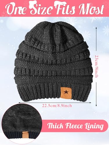 JaGely 6 Pcs Women Winter Beanie Hat Gloves Set Warm Knitted Hats and Touchscreen Gloves Lady Cold Winter Gifts for Christmas - color: Black, Grey and Pink