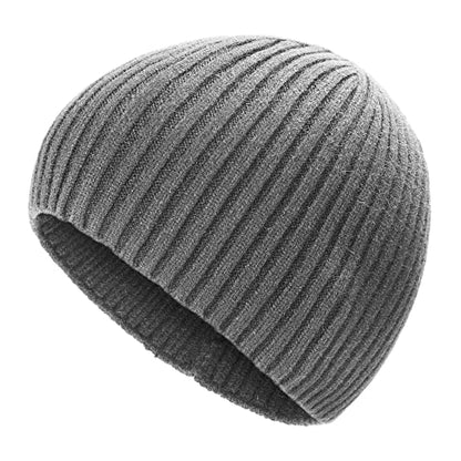 ZLYC Men Winter Knit Fisherman Beanie Hat Fashion Warm Daily Skull Cap - color: Solid Gray