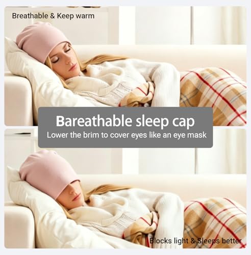 JarseHera 100% Cotton Slouchy Beanie for Women Men Soft Chemo Headwear Set - color: 2 Pcs,dusty Pink+pink