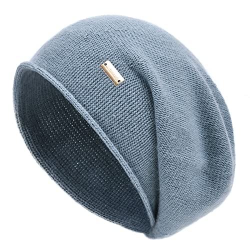 jaxmonoy Slouchy Knit Beanie Hat for Women Winter Soft Warm Ladies Laightweight Slouch Knitted Skull Beanies Cap - color: Blue