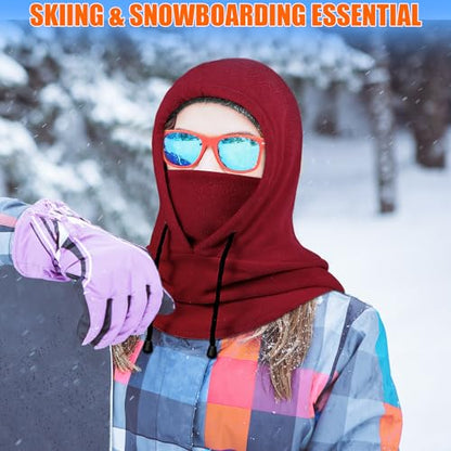 Winter Balaclava Ski Mask: Warm Fleece Hood Hats Face Cover - color: Purple