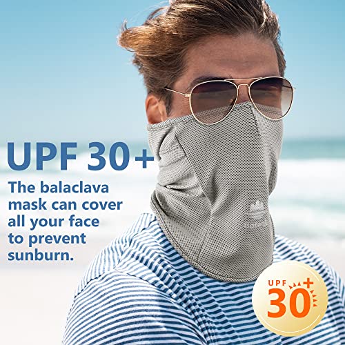 Balaclava Ski Mask, Sun Protection Breathable Face Cover Men Women - color: 2 Packs - Grey + Blue