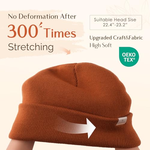 YANIBEST Satin Lined Beanie for Women, Reduce Frizz Winter Hats - color: Ac-orange