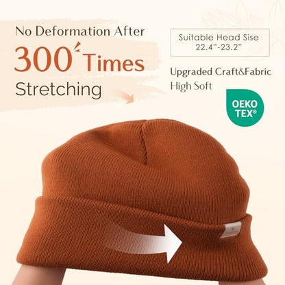 YANIBEST Satin Lined Beanie for Women, Reduce Frizz Winter Hats - color: Ac-orange