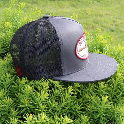 Red Dirt Hat Company Wildlife Hat | 5-Panel Western Adjustable Snapback Cap - color: Jackalope - Charcoal/Grey