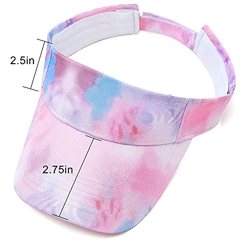 Sport Sun Visor Hats Cotton Ball Caps Empty Top Baseball Sun Cap for Men Women - color: Tie-dye Pink