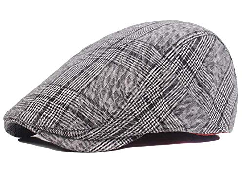2 Pack Men's Cotton Flat Cap Ivy Gatsby Newsboy Hat - color: E