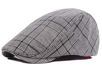 2 Pack Men's Cotton Flat Cap Ivy Gatsby Newsboy Hat - color: E