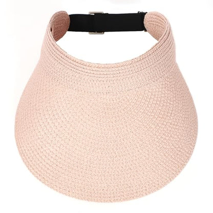 sy soul young Women's Beach Straw Hat with Ponytail Hole Packable Sunhat - color: Pink
