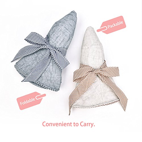 Sun Hats for Women Roll-up Wide Brim Summer Beach Hat Foldable Floppy Cotton Hat - color: Black Cotton