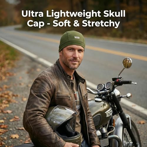 2-Pack Cooling Skull Cap Breathable Mesh Helmet Liner Motorcycle Cycling - color: Black + Army Green