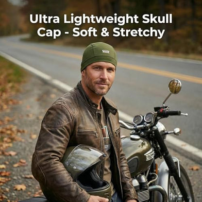 2-Pack Cooling Skull Cap Breathable Mesh Helmet Liner Motorcycle Cycling - color: Black + Army Green